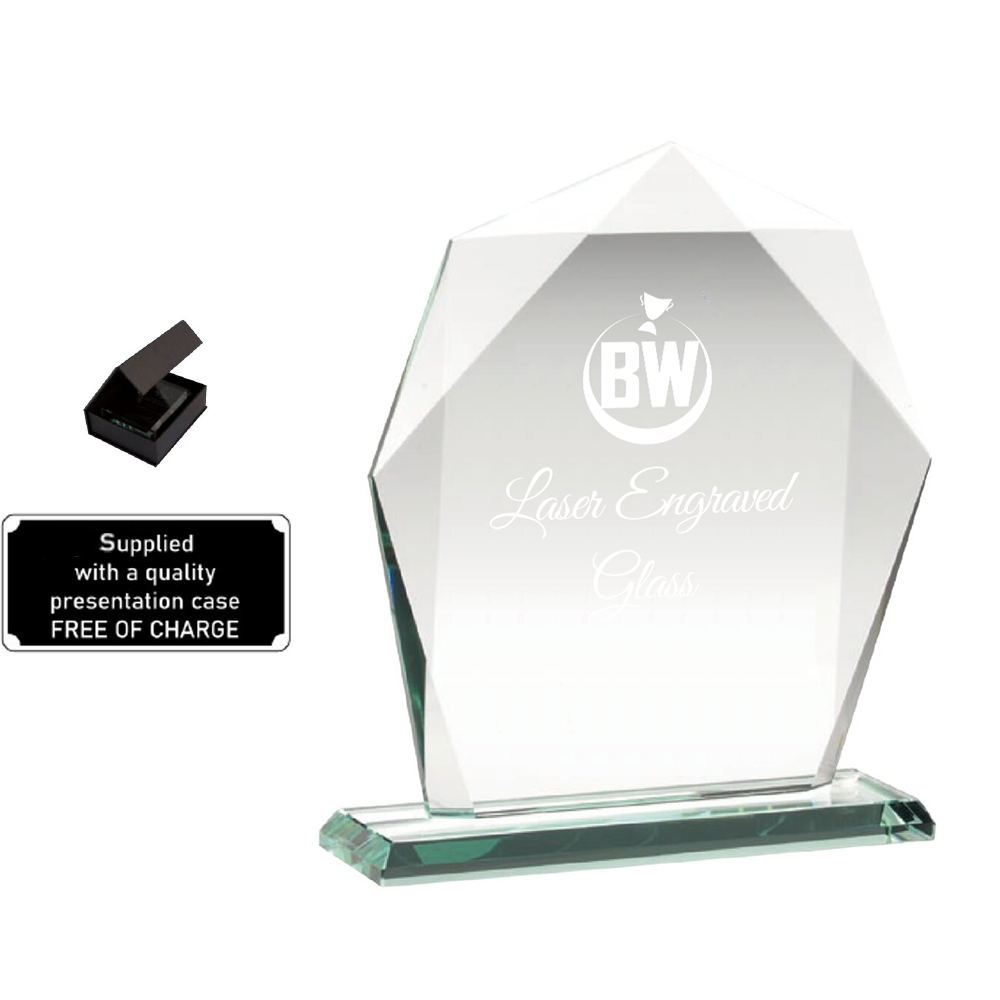 Stylish Hexagonal-shaped Lasered Jade Glass (KG5A/B/C) BW Trophies