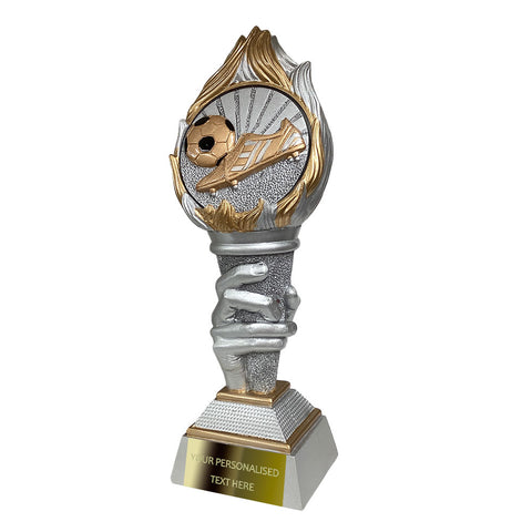 Silver&Gold Football Torch Resin Award with Disc Insert of your Choice (FG125)