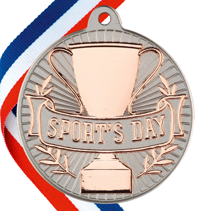 Sports Day Embossed Medal on a Ribbon