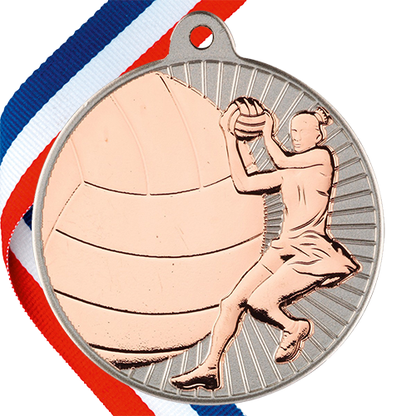 Netball Embossed Medal on a Ribbon BW Trophies