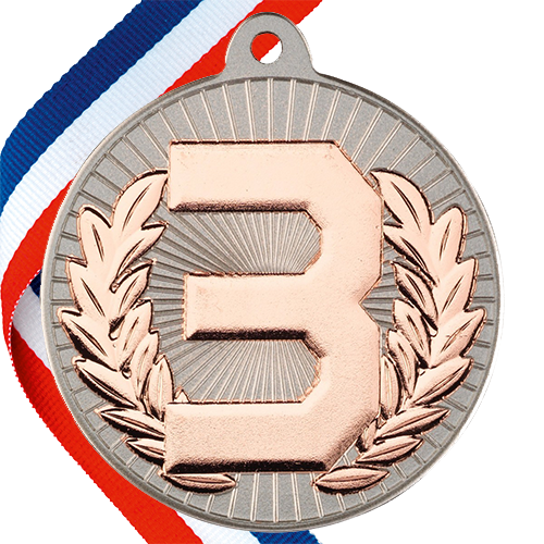 1st/2nd/3rd Embossed Medal on a Ribbon BW Trophies