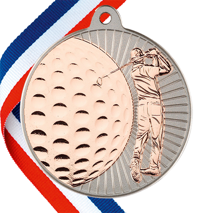 Golf Embossed Medal on a Ribbon BW Trophies