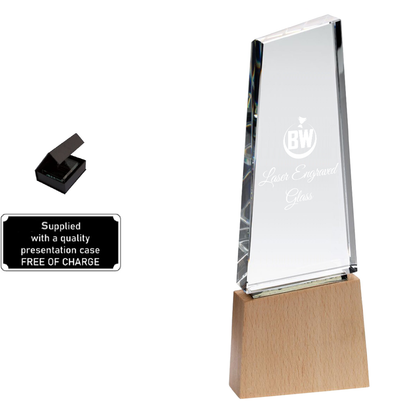 Stylish Thick Lasered Glass on Wooden Base (GW03A/B/C)