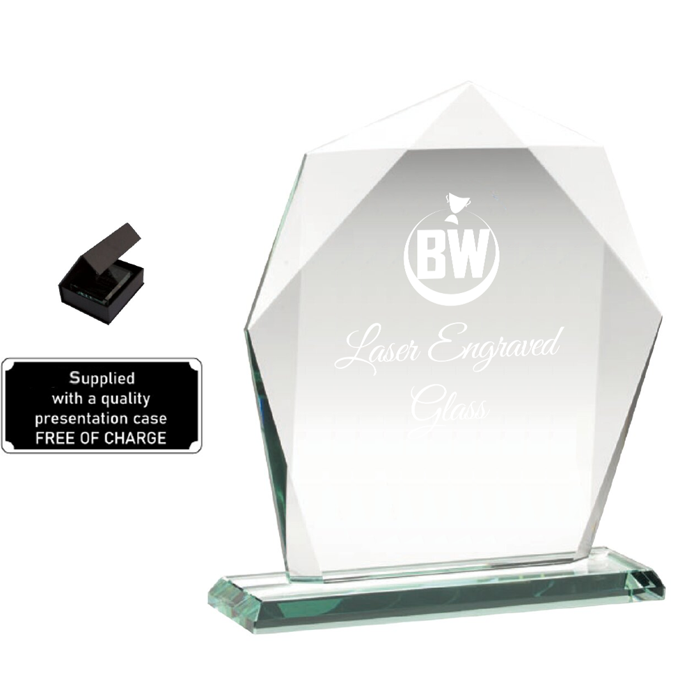 Stylish Hexagonal-shaped Lasered Jade Glass (KG5A/B/C) BW Trophies