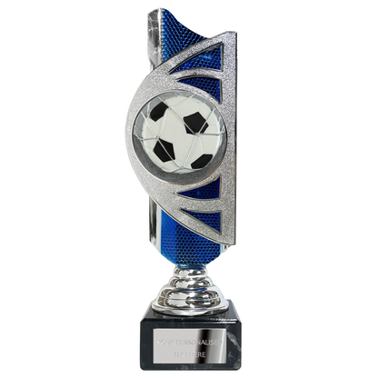Silver / Blue Award (BS26C) With Embossed Football Design Option BW Trophies