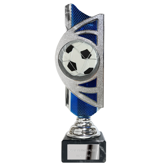 Silver / Blue Award (BS26C) With Embossed Football Design Option