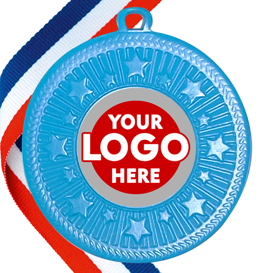 Unique Blue Medal with your Personalised Logo