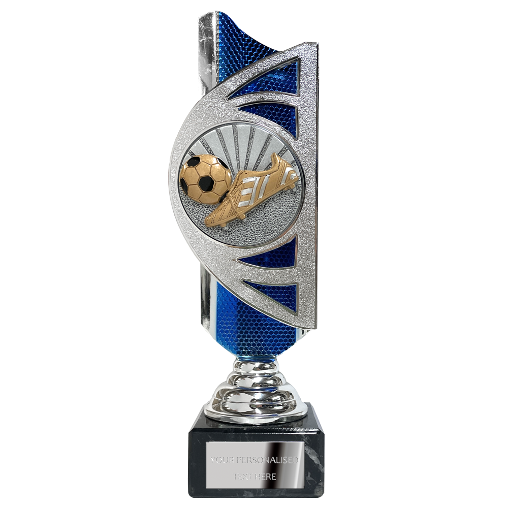 Silver / Blue Award (BS26C) With Embossed Football Design Option BW Trophies