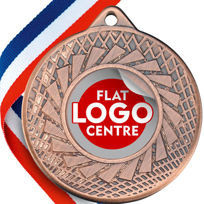 Blade Design Medal with flat centre on a ribbon