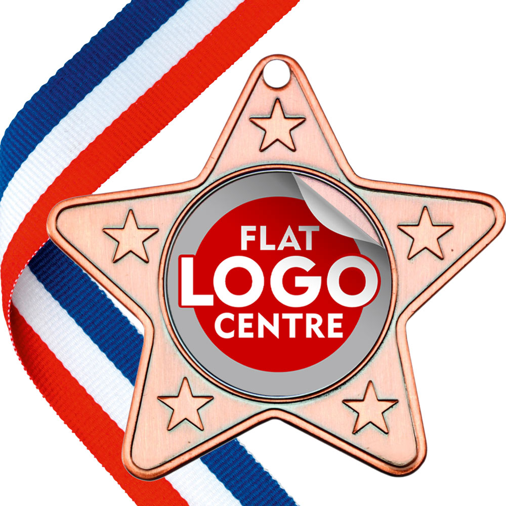 Star Shaped Medal with flat centre on a ribbon