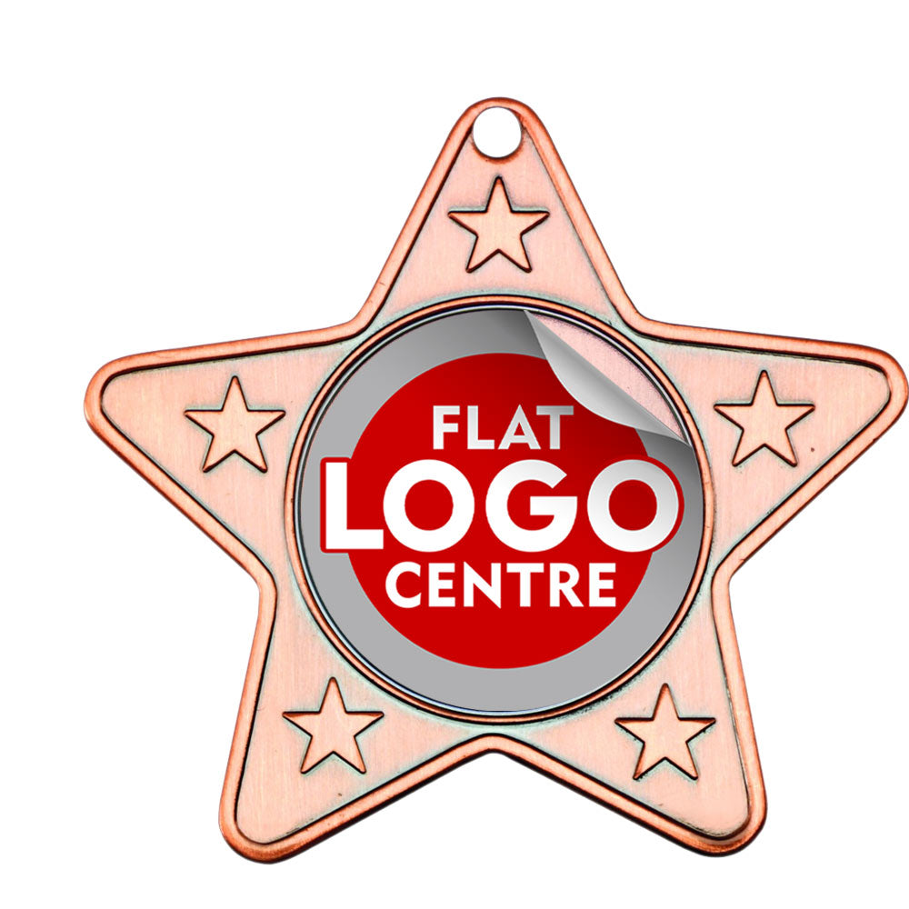 The Flat Star Shape Medal with custom logo BW Trophies