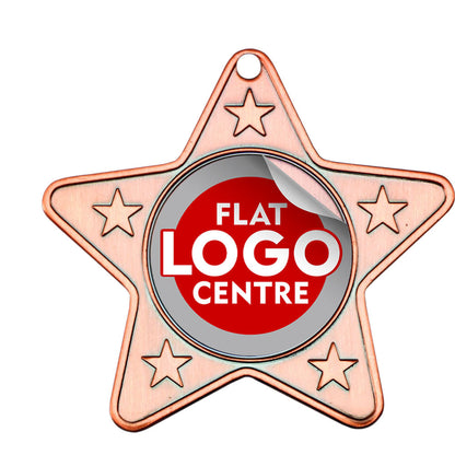 The Flat Star Shape Medal with custom logo BW Trophies