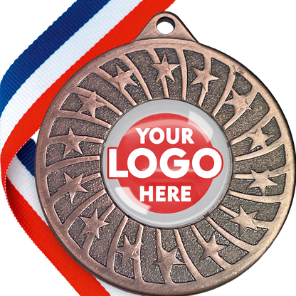 50mm Glossy Star Swirl  Medal on a Ribbon