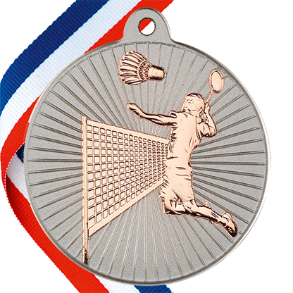 Badminton Embossed Medal on a Ribbon BW Trophies