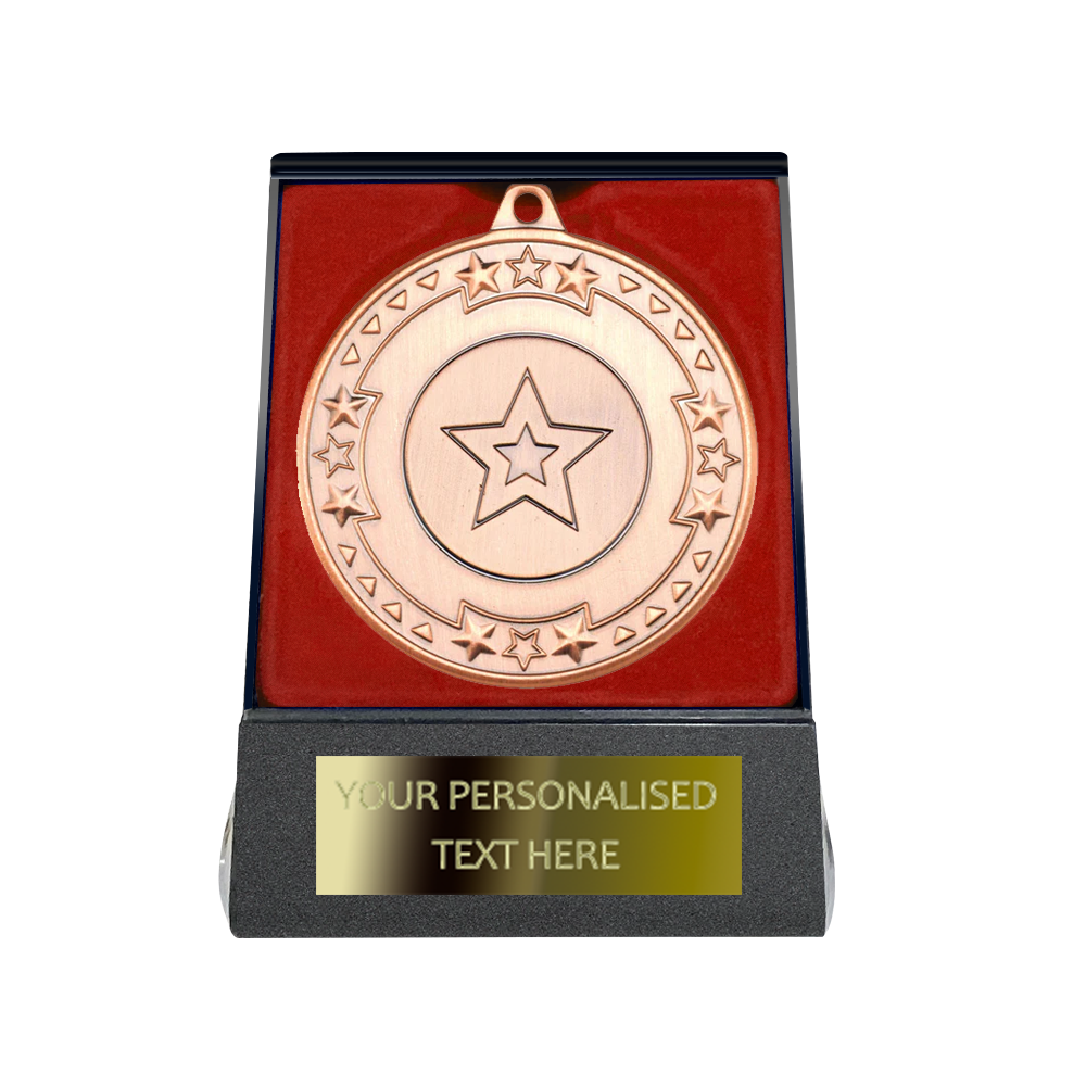 Multi-choice Medal in Red Flipover Box with Engraved Metal Plate