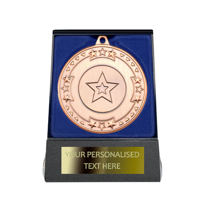 Multi-choice Medal in Blue Flipover Box with Engraved Metal Plate