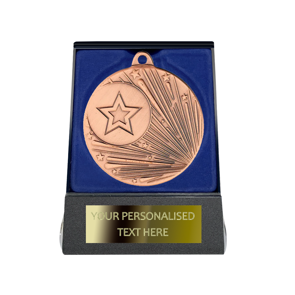 Multi-choice Medal in Blue Flipover Box with Engraved Metal Plate