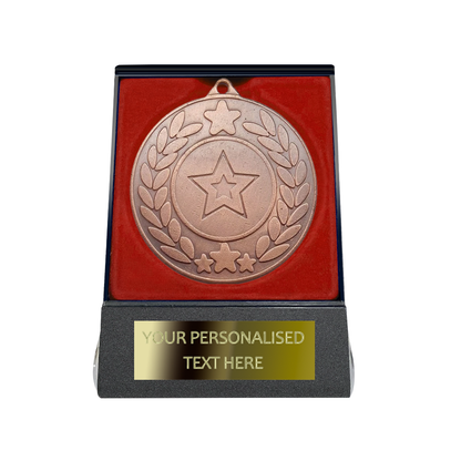 Multi-choice Medal in Red Flipover Box with Engraved Metal Plate