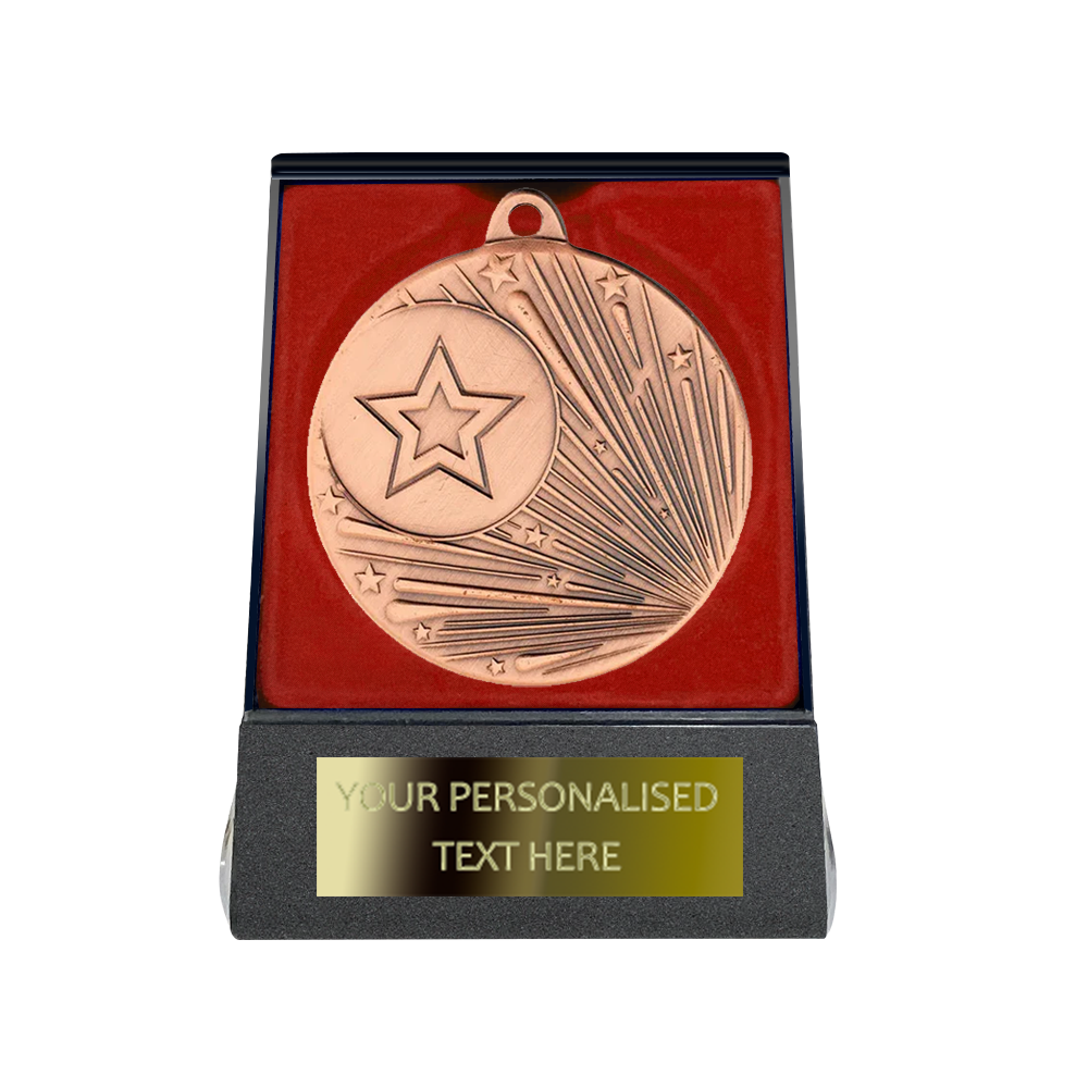 Multi-choice Medal in Red Flipover Box with Engraved Metal Plate
