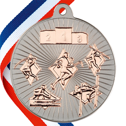 Multi Athletics Embossed Medal on a Ribbon BW Trophies