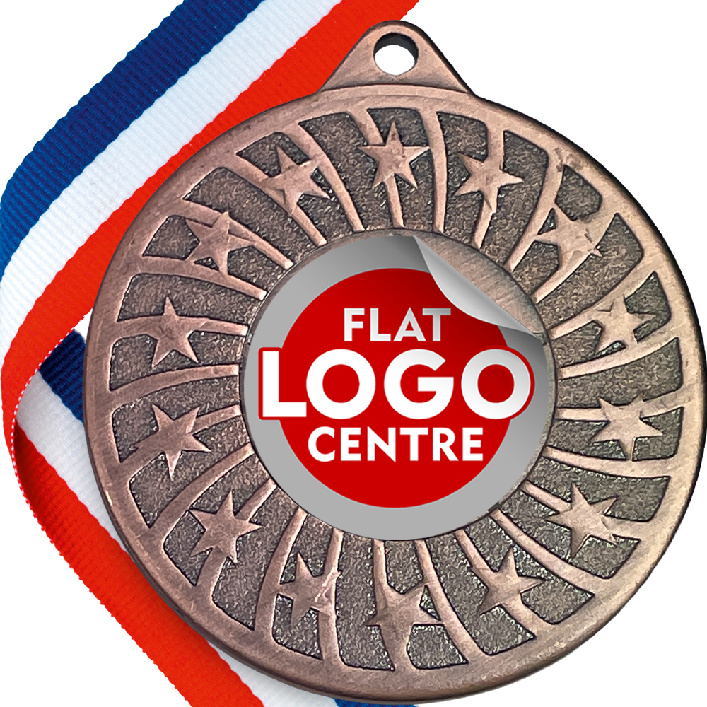 Star Swirl Design Medal with Flat Logo Centre