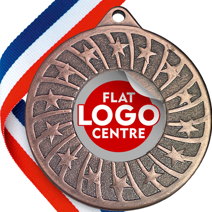 Star Swirl Design Medal with Flat Logo Centre