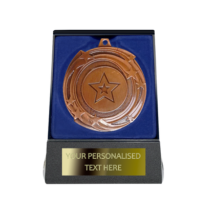 Multi-choice Medal in Blue Flipover Box with Engraved Metal Plate
