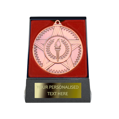 Multi-choice Medal in Red Flipover Box with Engraved Metal Plate