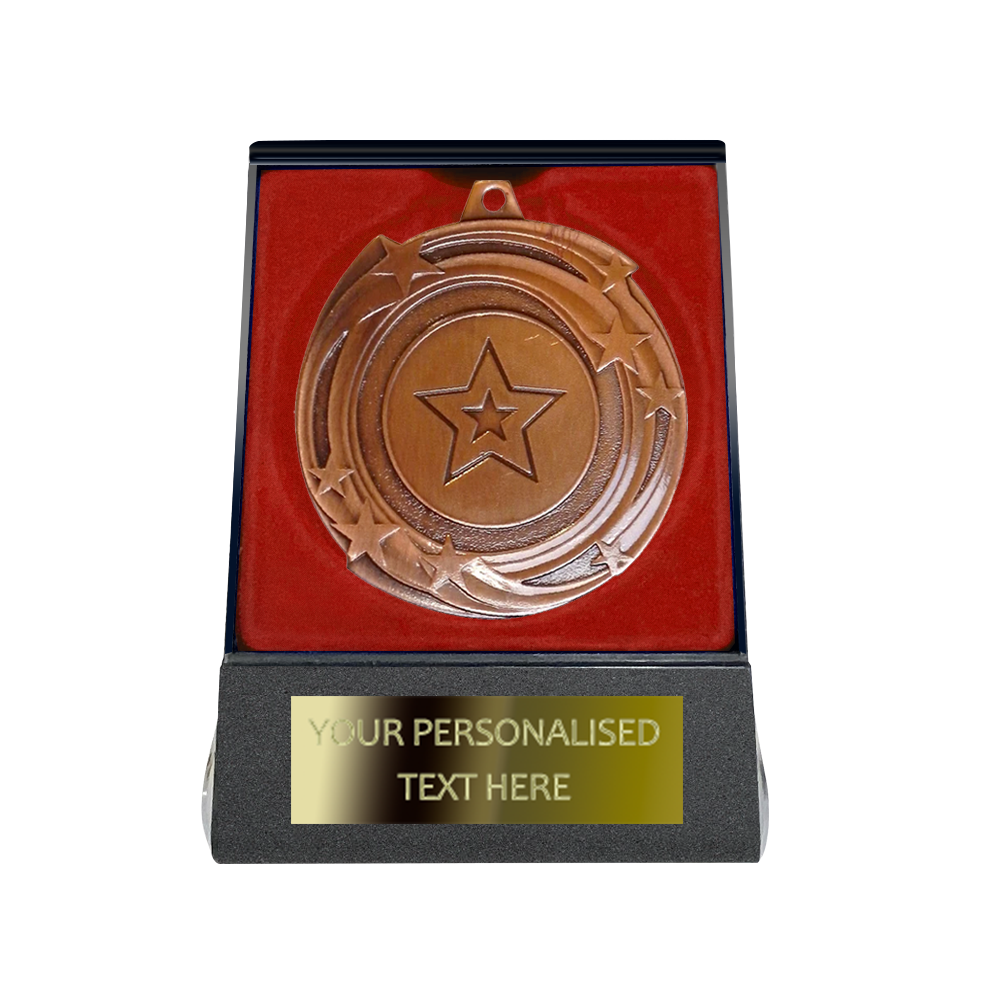 Multi-choice Medal in Red Flipover Box with Engraved Metal Plate
