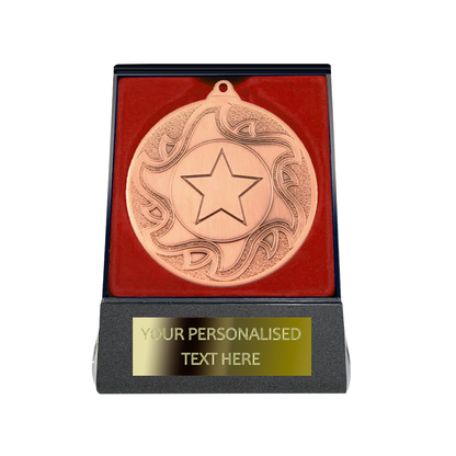 Multi-choice Medal in Red Flipover Box with Engraved Metal Plate