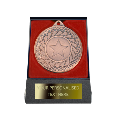 Multi-choice Medal in Red Flipover Box with Engraved Metal Plate