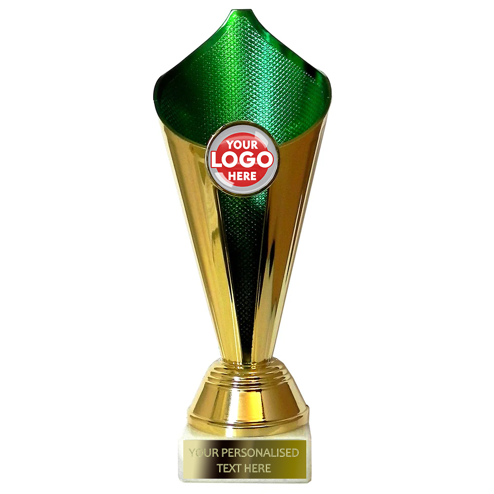Gold/Green Flame Shaped Trophy (CP580C07)