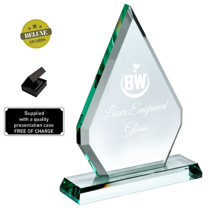 Premium Quality Lasered Triangle Shaped Glass Award (JP03A/B/C) BW Trophies