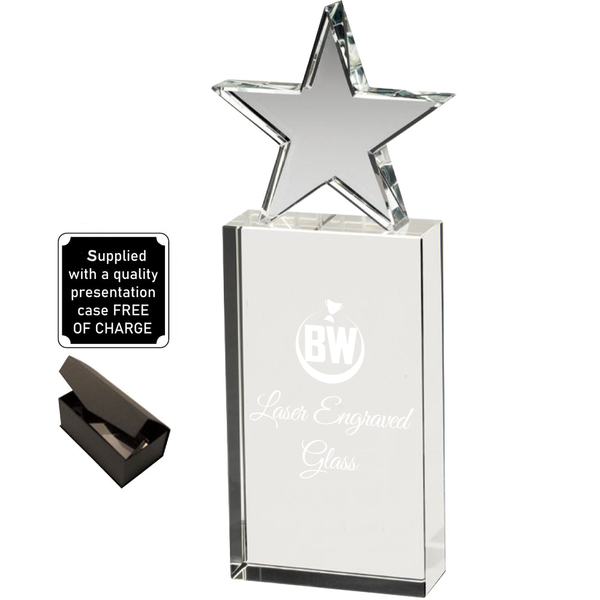 Stylish Lasered Premier Glass Award With Star Element (JB1800A/B/C)
