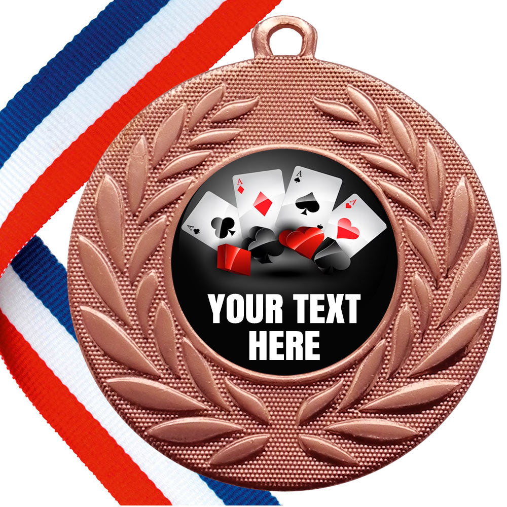 Set of Personalised Cards Wreath Medals On Ribbons BW Trophies