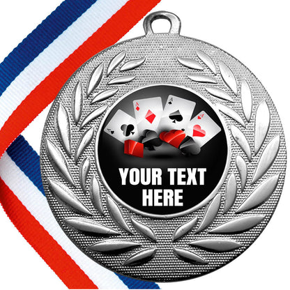 Set of Personalised Cards Wreath Medals On Ribbons BW Trophies