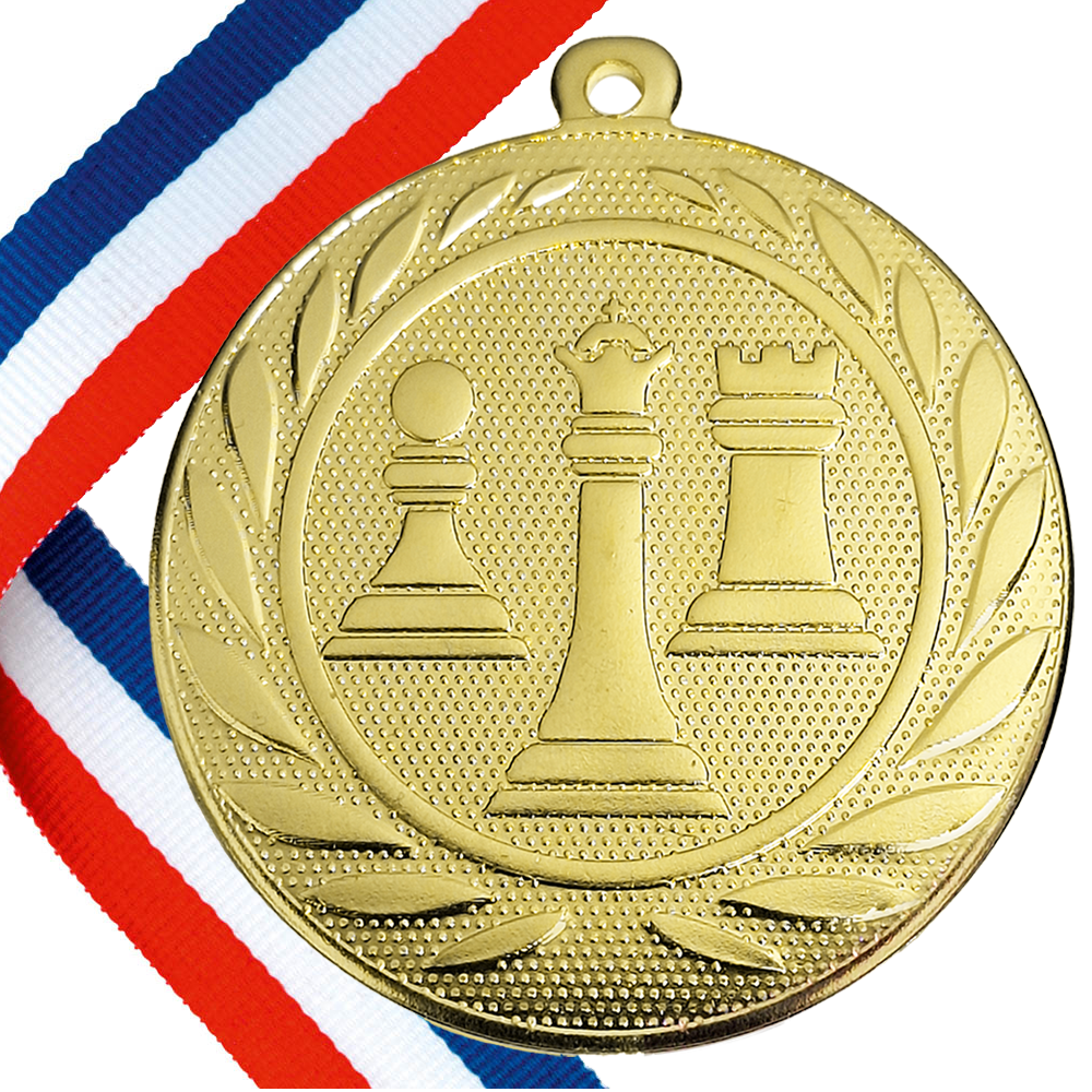 50mm Embossed Chess Medal on a Ribbon