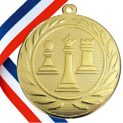 50mm Embossed Chess Medal on a Ribbon