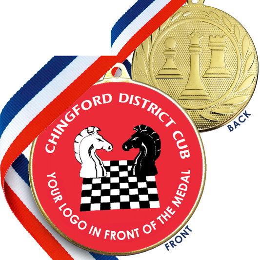 50mm Chess Medal on a Ribbon with Embossed Back