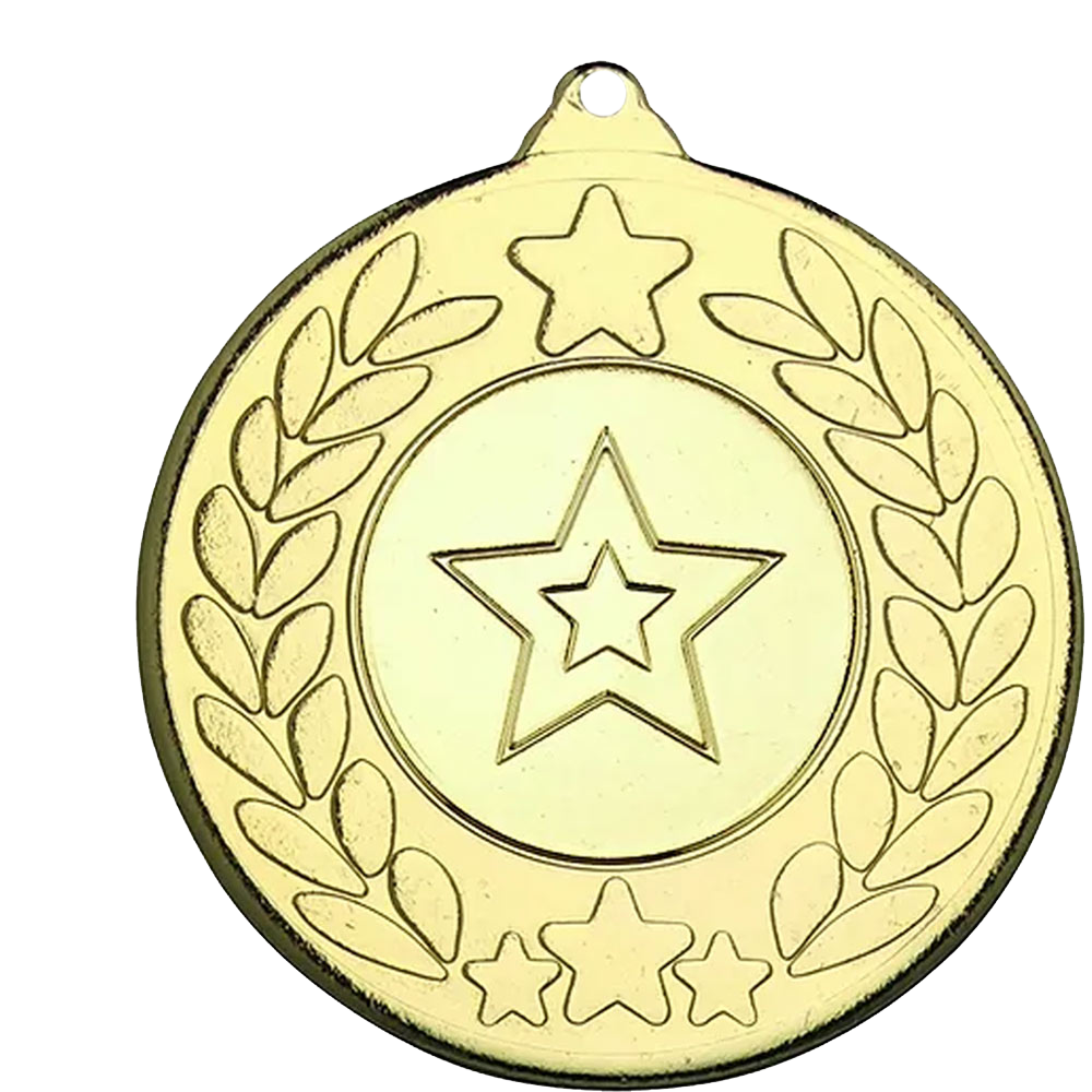 The Glossy 50mm Classic Star Medal on a Ribbon MINIMUM ORDER 100