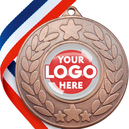 The Glossy 50mm Classic Star Medal on a Ribbon MINIMUM ORDER 100