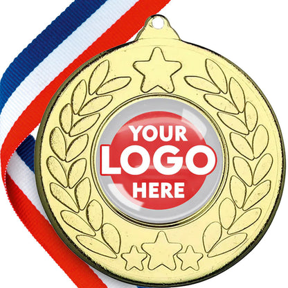 The Glossy 50mm Classic Star Medal on a Ribbon MINIMUM ORDER 100