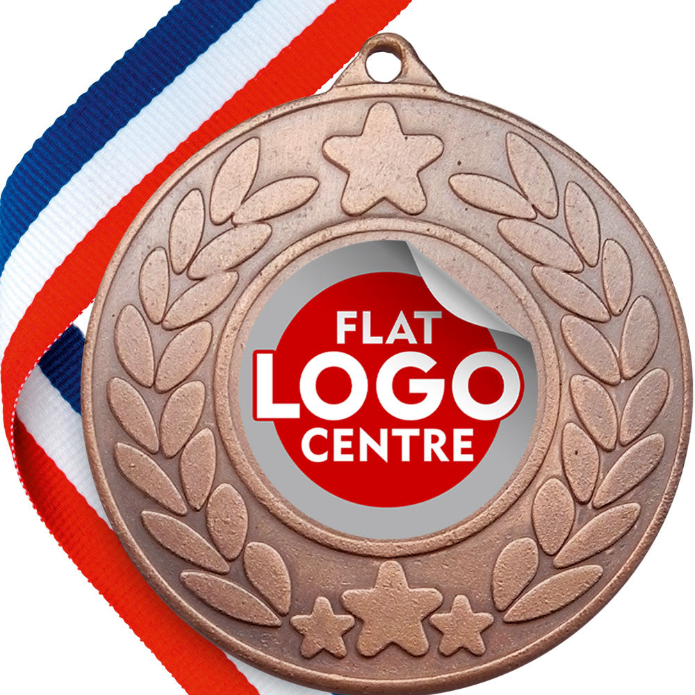 Classic Star Design Medal with Flat Logo centre