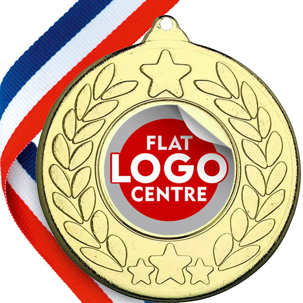 Classic Star Design Medal with Flat Logo centre