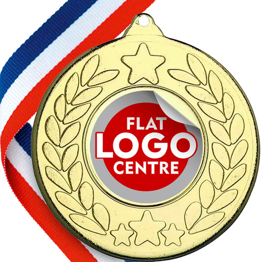 Classic Star Design Medal with Flat Logo centre