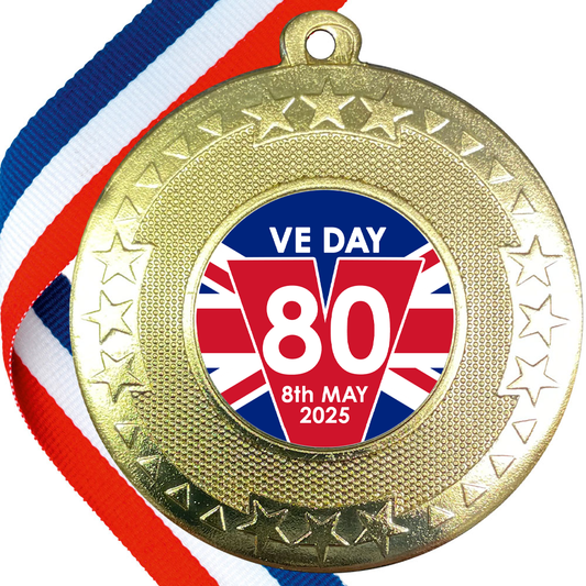 VE DAY Star Edge 50mm Medal to honour the 80th anniversary of VE Day 8th May 1945