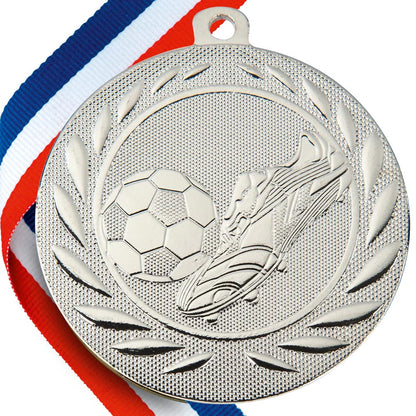 Football Boot and Ball Embossed Medal on Ribbons