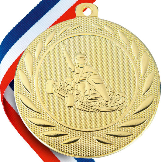 Go-Karting Embossed Medal on Ribbons