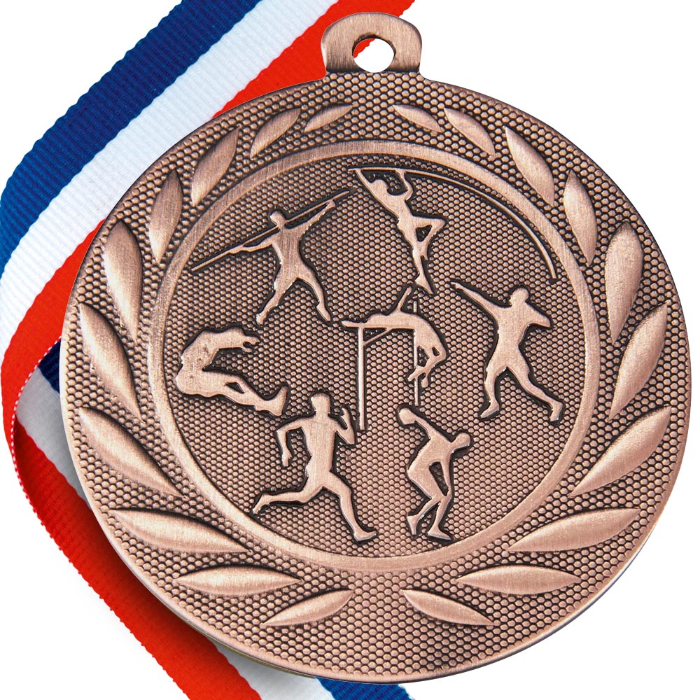 Athletics Embossed Medal on Ribbons