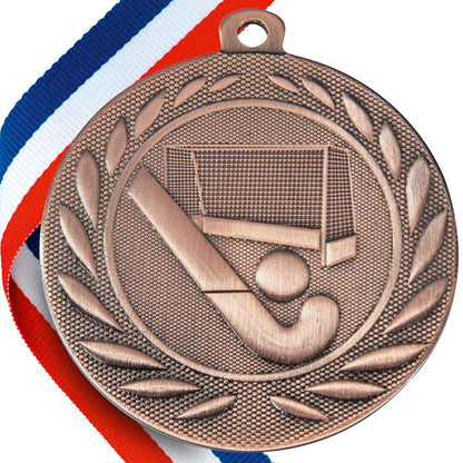Hockey Embossed Medal on Ribbons